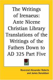 Front cover of The Writings Of Irenaeus by Unknown