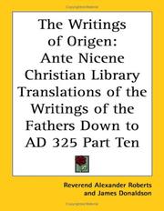 Front cover of The Writings Of Origen by Unknown