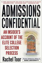 Front cover of Admissions Confidential by Rachel Toor