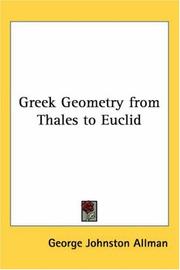 Cover of Greek Geometry from Thales to Euclid (Kessinger Publishing's Rare Reprints) by George Johnston Allman