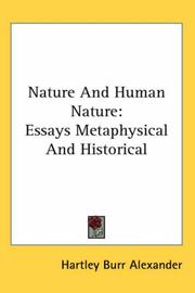 Cover of Nature And Human Nature by Hartley Burr Alexander