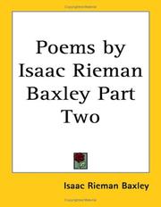 Front cover of Poems by Isaac Rieman Baxley by Isaac Rieman Baxley