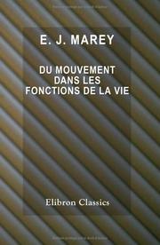 Front cover of Du mouvement dans les fonctions de la vie by Étienne-Jules Marey