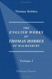 Front cover of The English works of Thomas Hobbes of Malmesbury by Thomas Hobbes