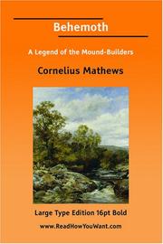 Cover of Behemoth A Legend of the Mound-Builders by Cornelius Mathews
