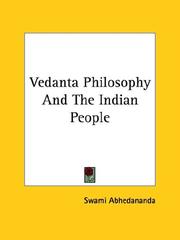 Front cover of Vedanta Philosophy and the Indian People by Abhedananda Swami