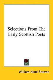 Cover of Selections From The Early Scottish Poets by William Hand Browne