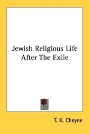 Cover of Jewish religious life after the exile by T. K. Cheyne