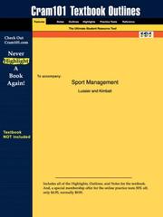 Front cover of Sport management by Lussier And Kimball
