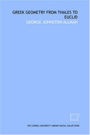 Front cover of Greek geometry from Thales to Euclid by George Johnston Allman
