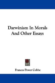 Front cover of Darwinism In Morals And Other Essays by Frances Power Cobbe
