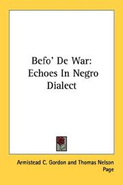 Cover of Befo' De War by Armistead C. Gordon