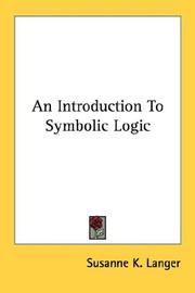 Cover of An introduction to symbolic logic by Susanne Katherina (Knauth) Langer