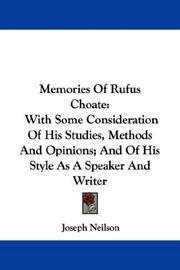 Front cover of Memories of Rufus Choate by Joseph Neilson