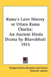 Front cover of Rama's Later History or Uttara Rama Charita by Unknown