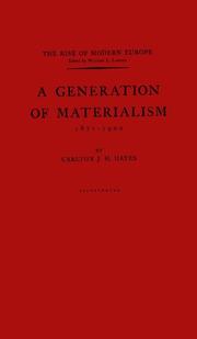 Cover of A generation of materialism, 1871-1900 by Carlton Joseph Huntley Hayes