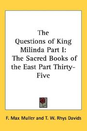 Front cover of The Questions of King Milinda Part I by Unknown