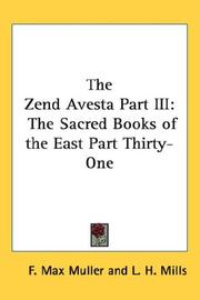 Front cover of The Zend Avesta Part III by Unknown