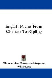 Front cover of English Poems From Chaucer To Kipling by Unknown