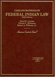 Cover of Cases and materials on Federal Indian law by David H. Getches