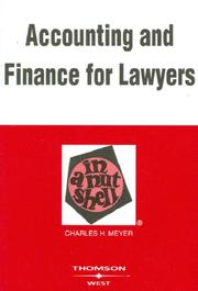 Front cover of Accounting And Finance for Lawyers in a Nutshell (Nutshell Series) by Charles H. Meyer