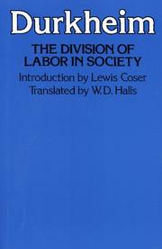 Front cover of De la division du travail social by Émile Durkheim