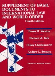 Front cover of Weston, Falk, Charlesworth And Strauss's Basic Document Supplement to International Law And World Order (American Casebook Series) by Burns Weston