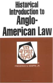Cover of Historical introduction to Anglo-American law in a nutshell by Frederick G. Kempin
