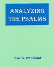 Front cover of Analyzing the Psalms by Ernst R. Wendland