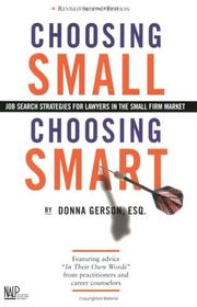 Cover of Choosing small, choosing smart by Donna Gerson