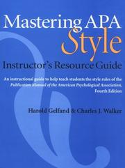 Front cover of Mastering APA style by Harold Gelfand