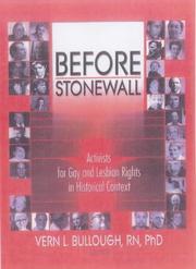 Front cover of Before Stonewall by Vern L. Bullough