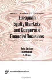 Front cover of European equity markets and corporate financial decisions by John Doukas
