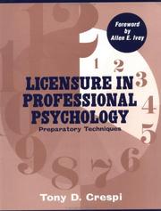 Front cover of Licensure in professional psychology by Tony D. Crespi
