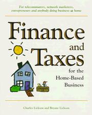 Front cover of Finance and taxes for the home-based business by Charles Pritzker Lickson