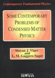 Front cover of Some Contemporary Problems of Condensed Matter Physics In Contemporary Fundamental Physics - Valerie V. Dvoeglazov - Editor) by Unknown