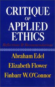 Front cover of Critique of applied ethics by Abraham Edel