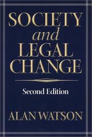 Front cover of Society and legal change by Alan Watson