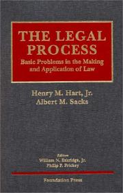 Front cover of The legal process by Henry Melvin Hart