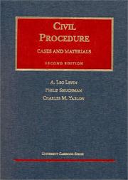 Cover of Civil procedure by A. Leo Levin