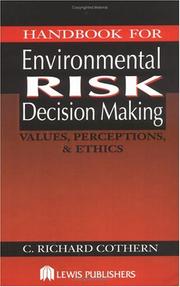 Front cover of Handbook for environmental risk decision making by C. Richard Cothern