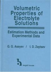 Front cover of Volumetric properties of electrolyte solutions by G. G. Aseev