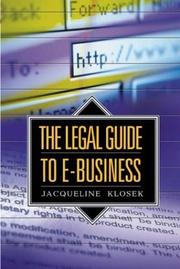 Front cover of The legal guide to e-business by Jacqueline Klosek