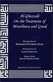 Front cover of Al-Ghazzali On the Treatment of Miserliness and Greed by al-Ghazzālī