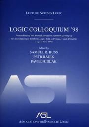 Front cover of Logic Colloquium '98 by Logic Colloquium (1998 Prague, Czech Republic)