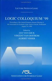 Front cover of Logic Colloquium '99 by Logic Colloquium (1999 Utrecht, Netherlands)