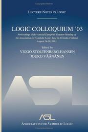 Cover of Logic Colloquium '03 by Logic Colloquium (2003 Helsinki, Finland)