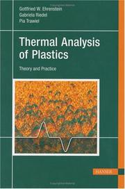 Front cover of Thermal analysis of plastics by Gottfried W. Ehrenstein