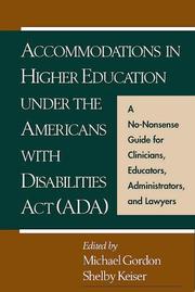 Front cover of Accommodations in higher education under the Americans with Disabilities Act (ADA) by Michael Gordon, Ph.D.