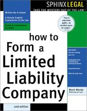 Front cover of How to form a limited liability company by Mark Warda